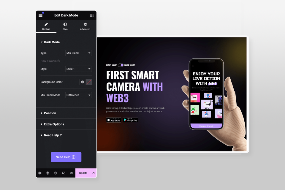 theplusaddons dark mode plugin for wordpress