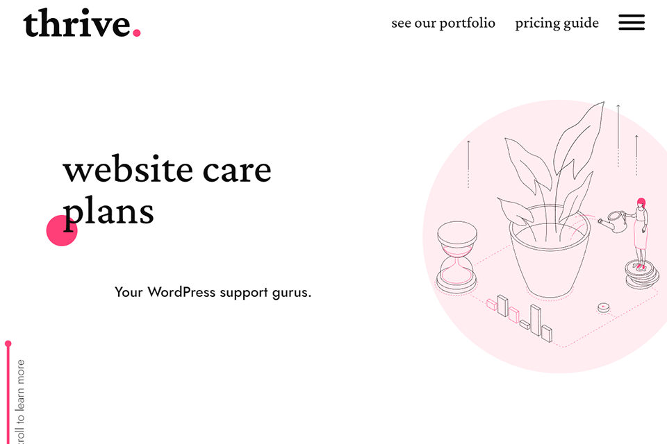 thrive website maintenance service interface