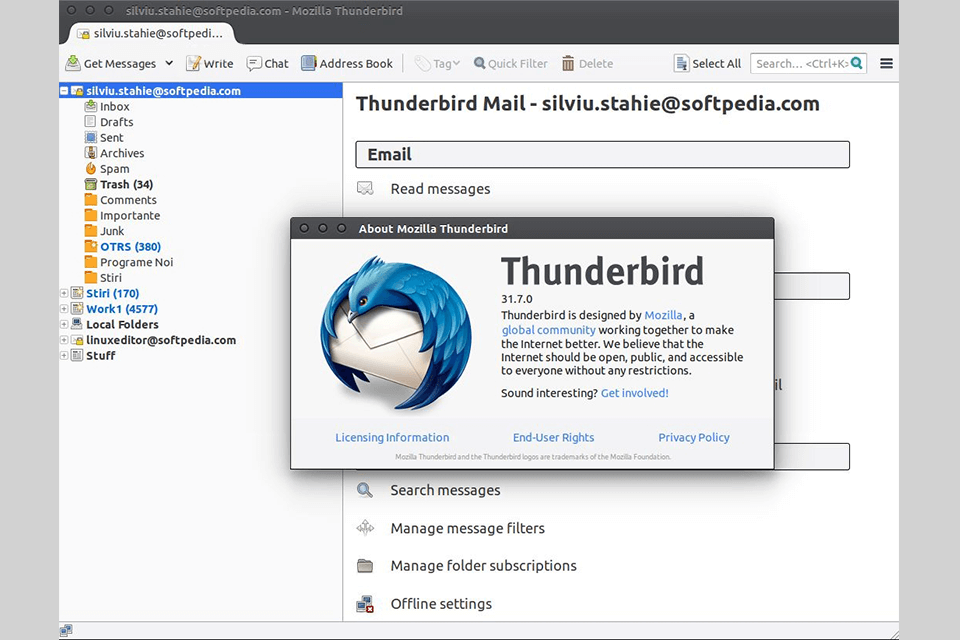 thunderbird linux apps interface