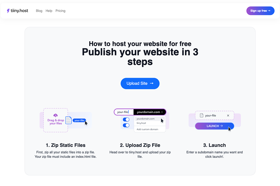 tiiny host free website hosting