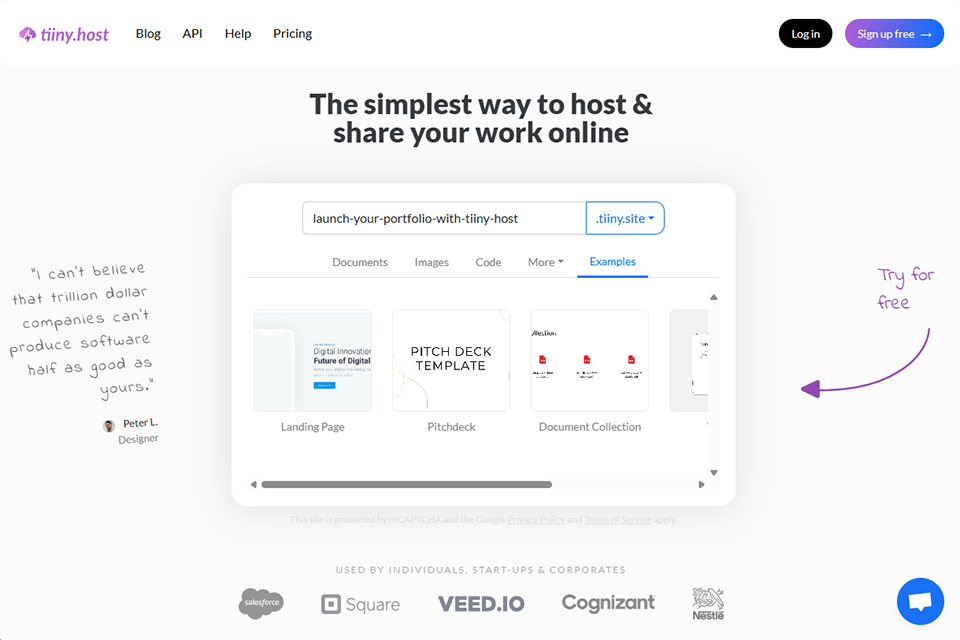 tiiny host website hosting for photographers