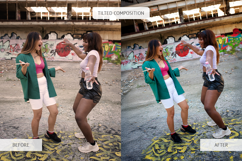 tilted composition photography editing style
