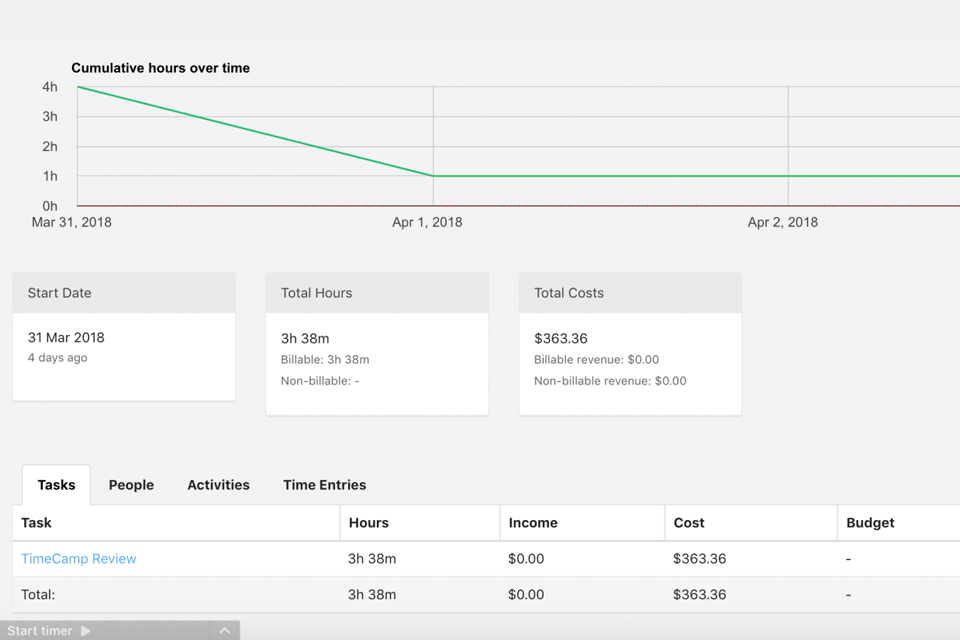 timecamp budgeting features