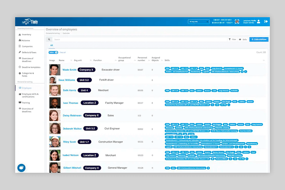 timly software staff skills