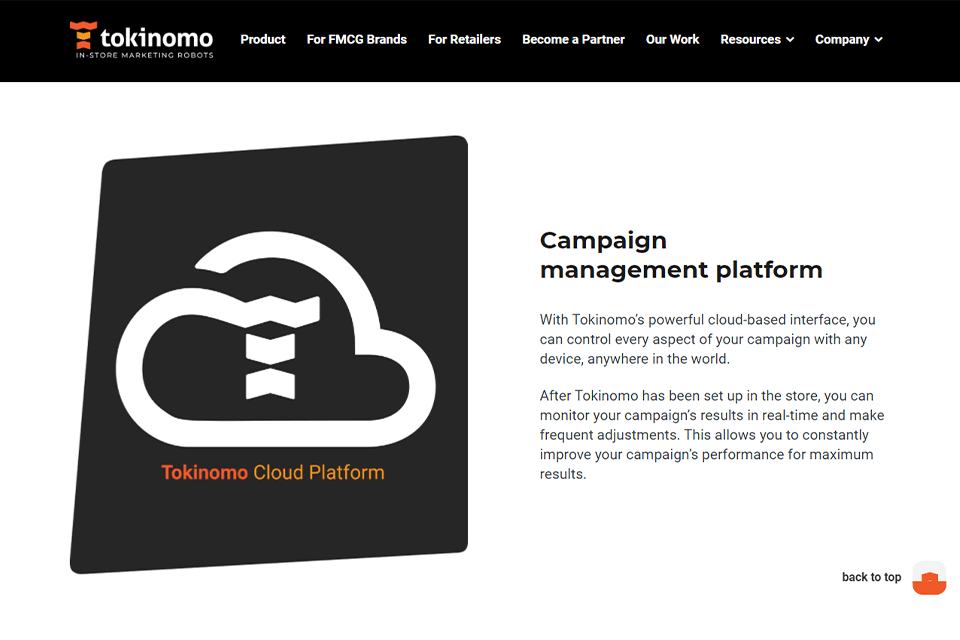 tokinomo interface cloud platform
