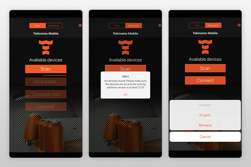 tokinomo interface mobile app
