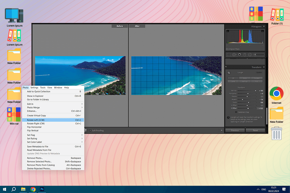 top down landscape photography transform in lightroom
