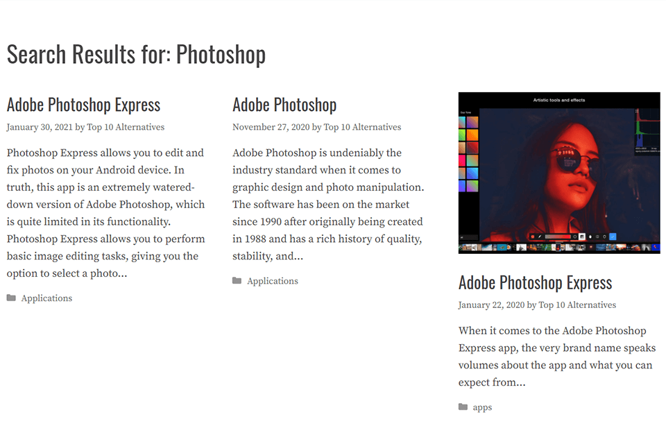 top10alternatives easy navigation