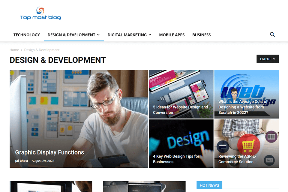 topmostblog web design blog interface