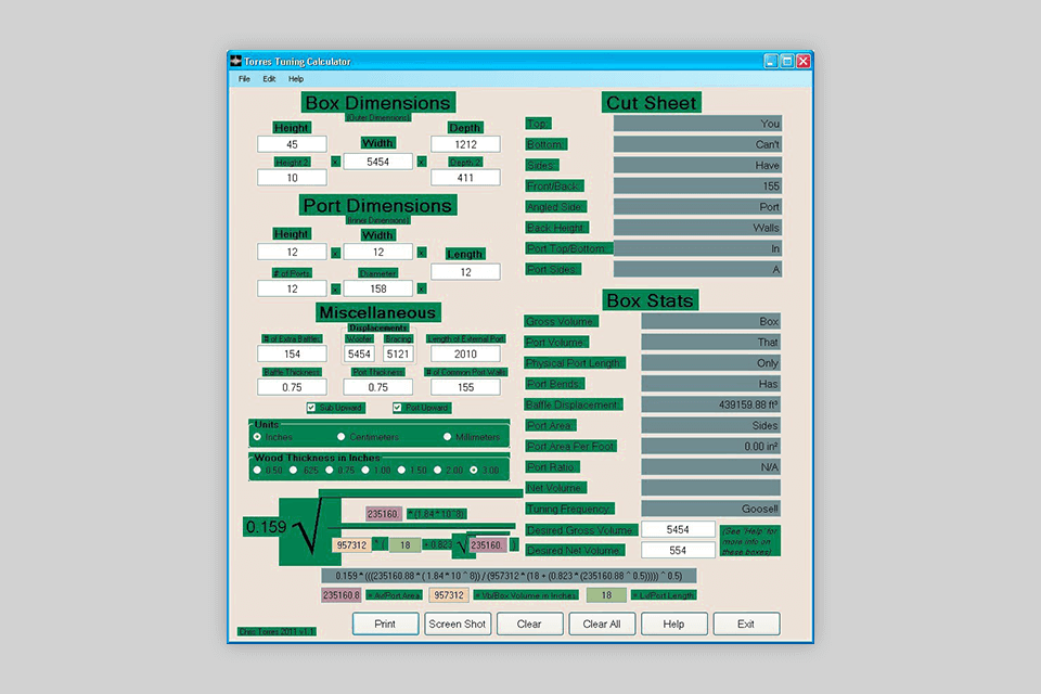 Bass Box Calculator Online