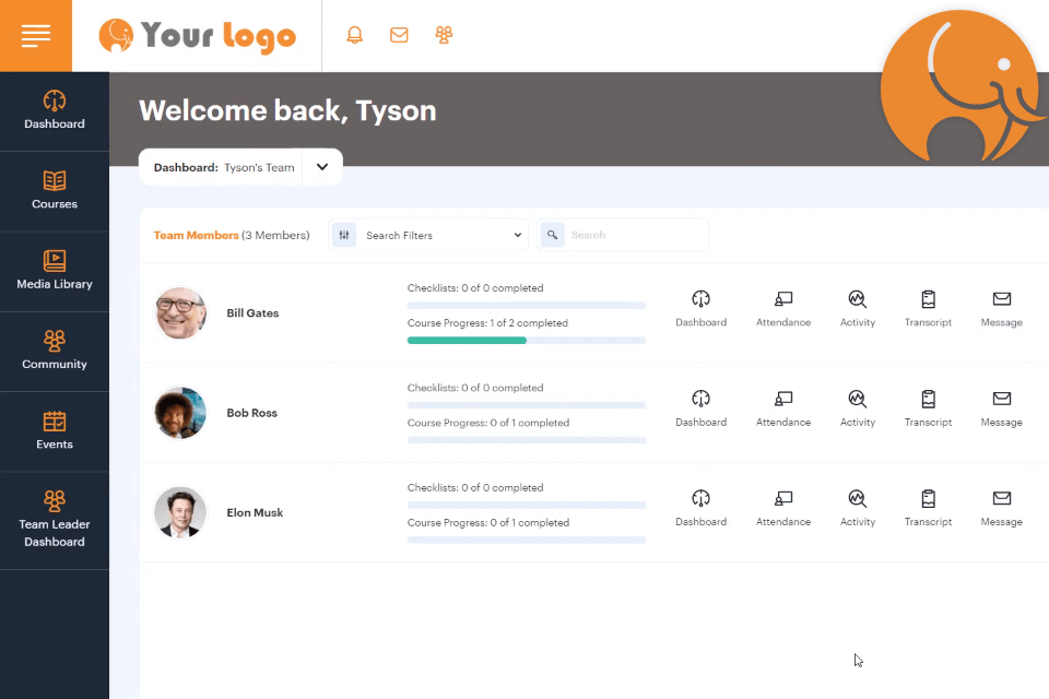 tovuti lms interface