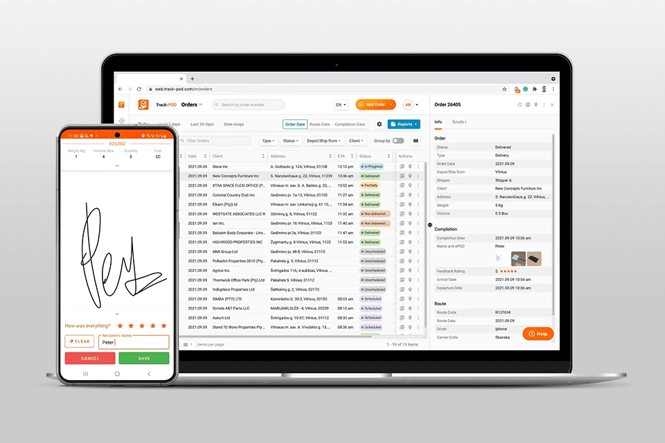 track pod transportation courier dispatch software
