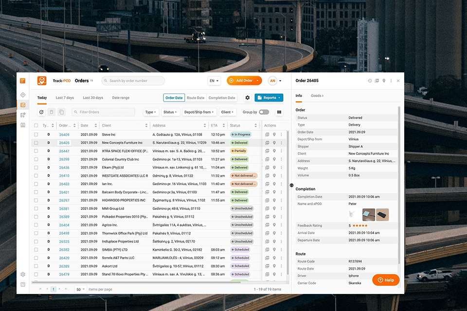 track pod transportation management system