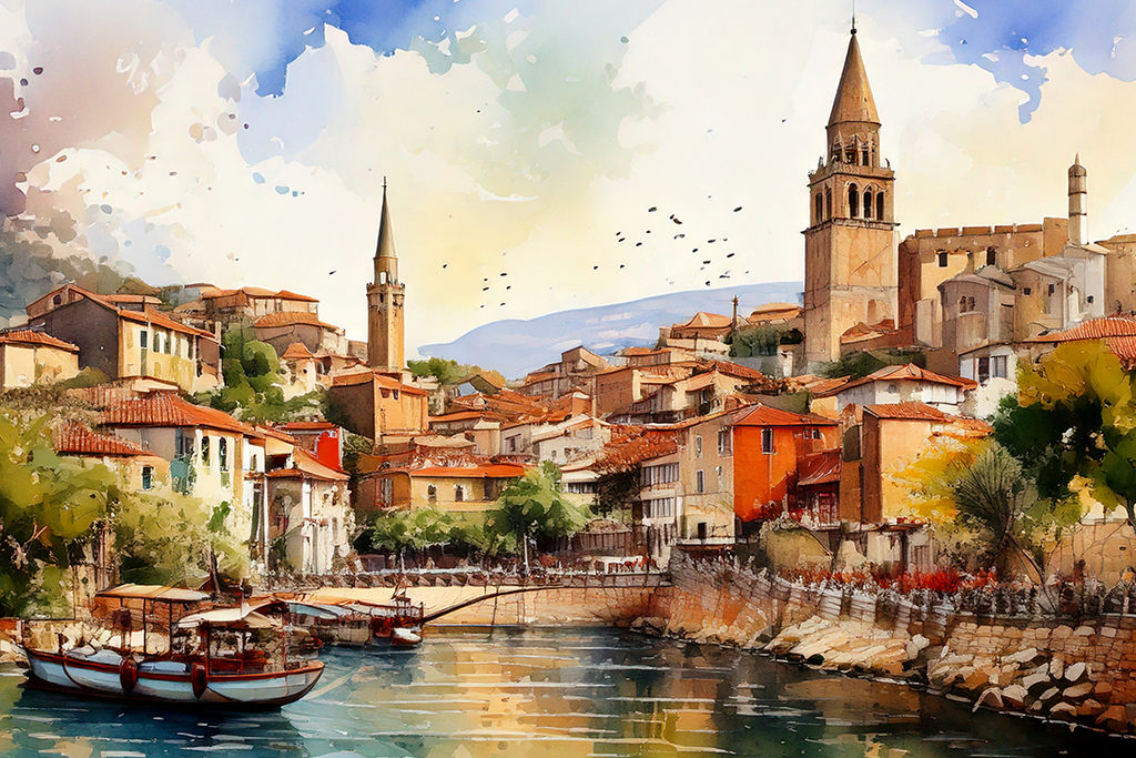 traditional watercolor style