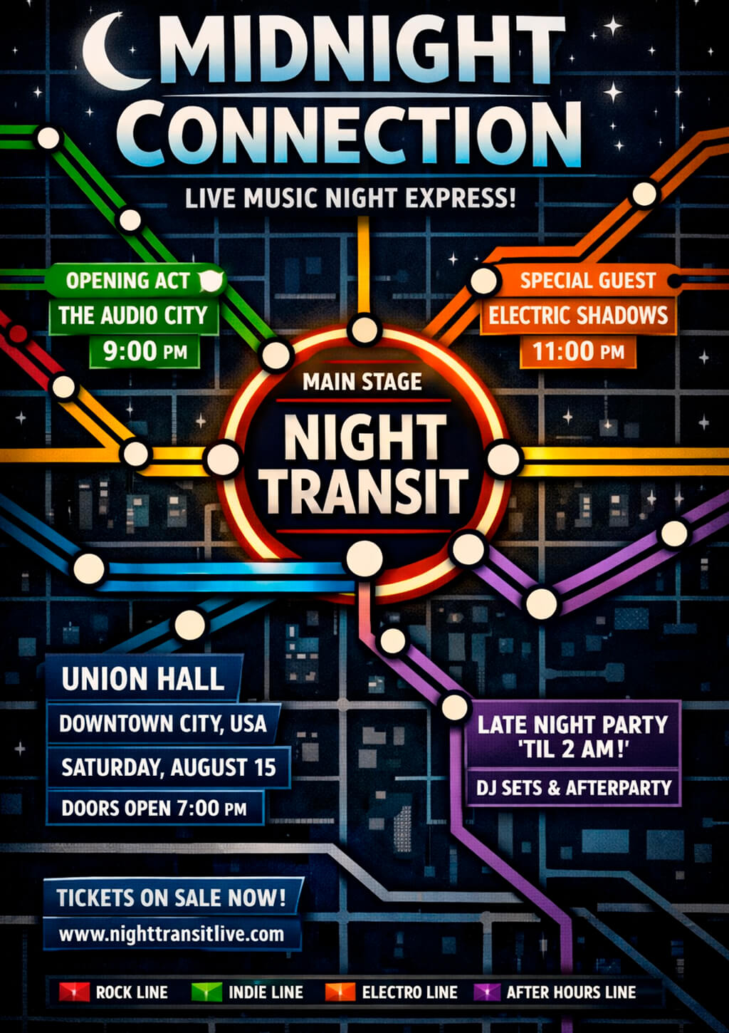 transit map dj concert flyer idea