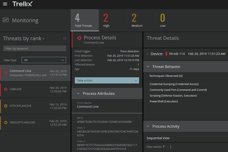 trellix data loss prevention software interface