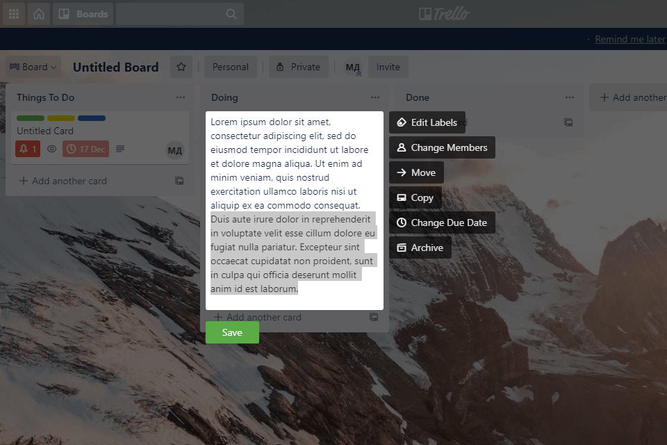 trello free task management software interface
