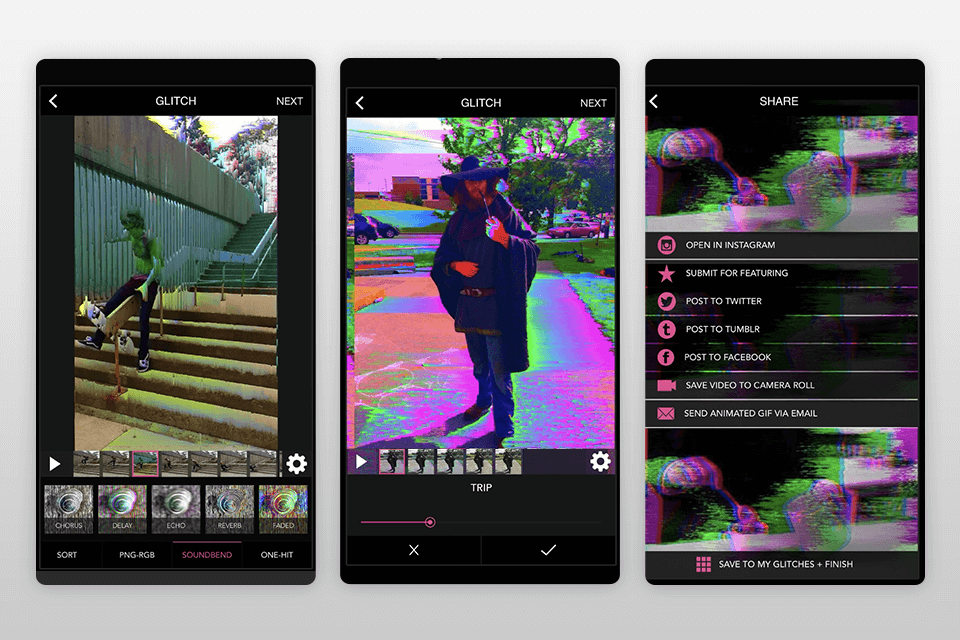 glitch wizard trippy app interface