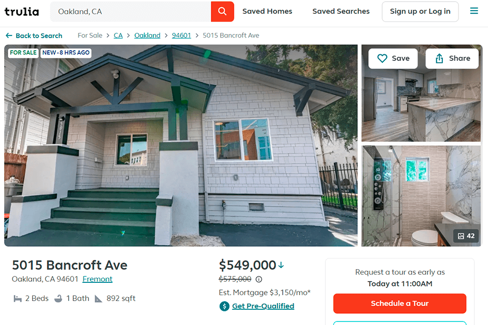 trulia real estate website interface