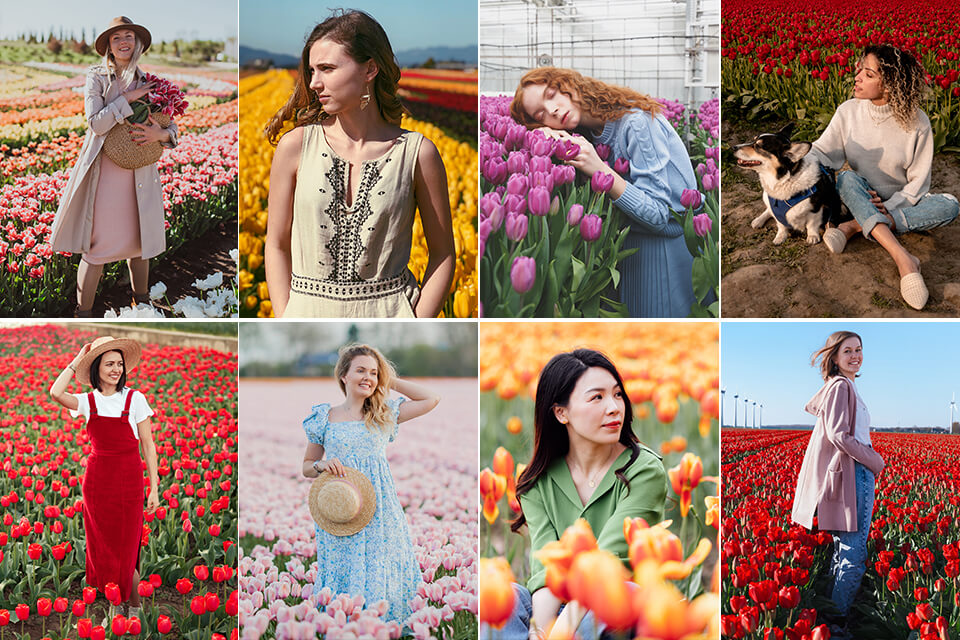 tulip field photoshoot outfit ideas