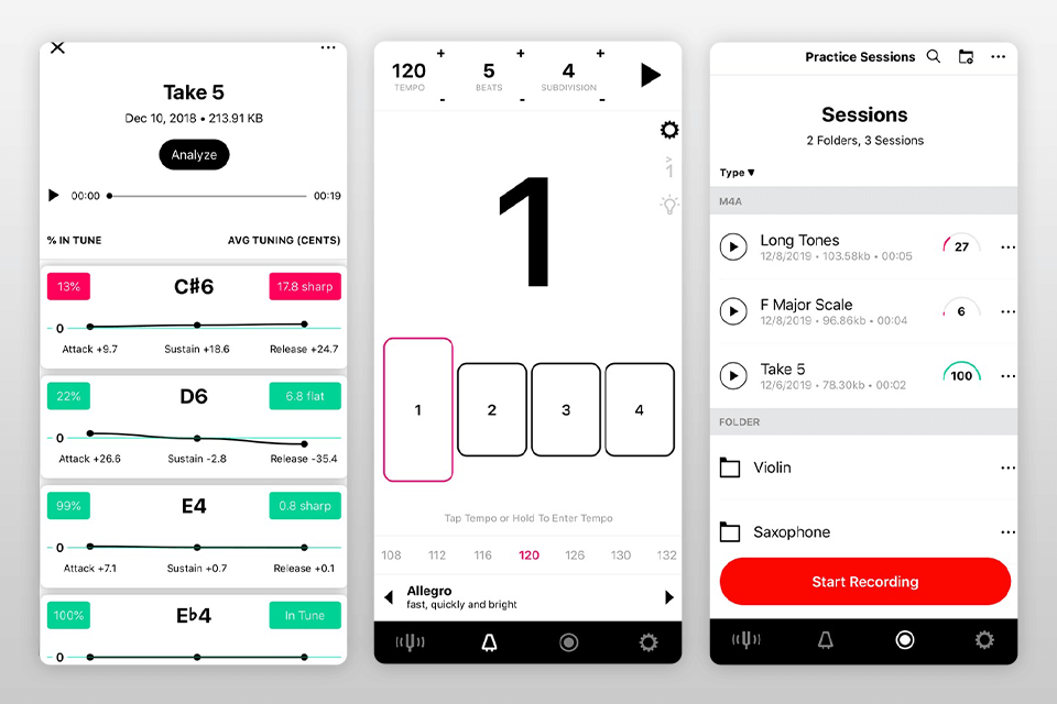 tunable music producing app interface