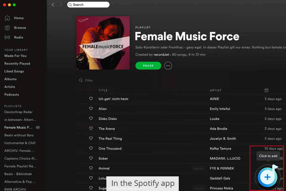 tunepat spotify converter selecting music to convert in the app
