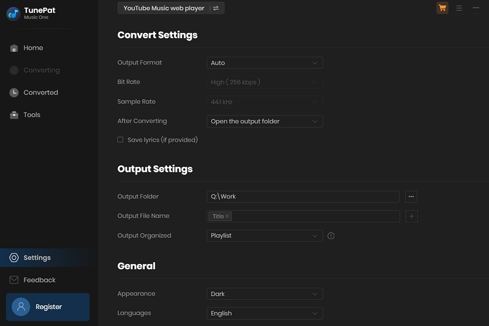 tunepat tools interface