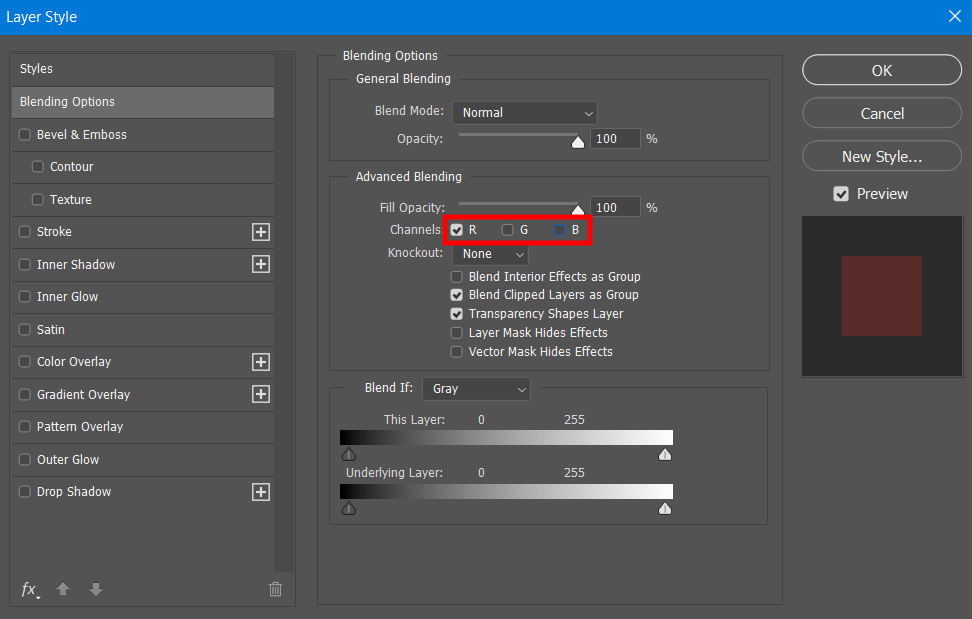 turn off channels to create 3d effect in adobe photoshop