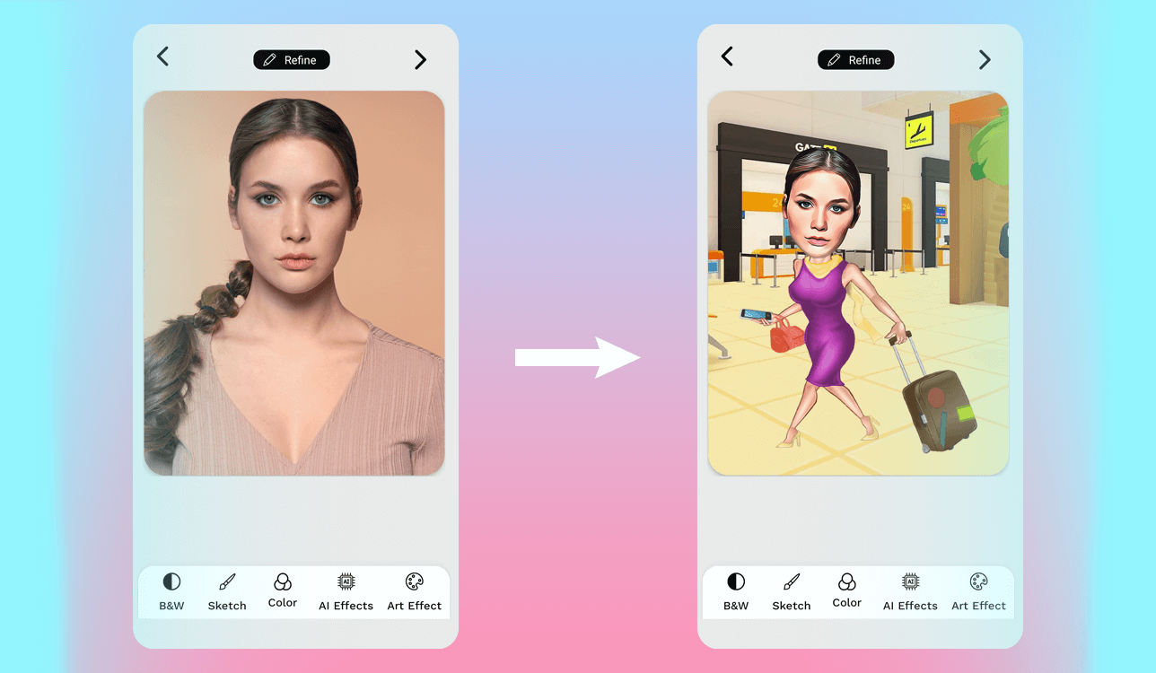 turn a picture into a caricature app