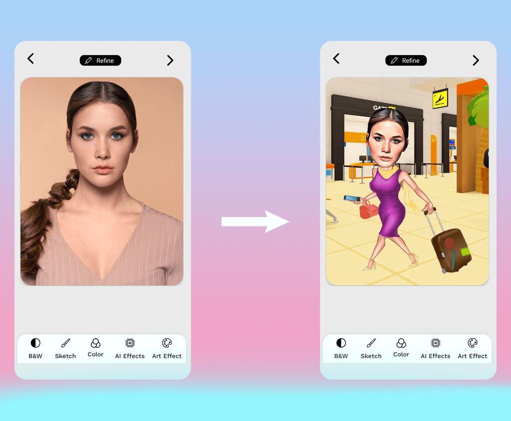 turn a picture into a caricature app