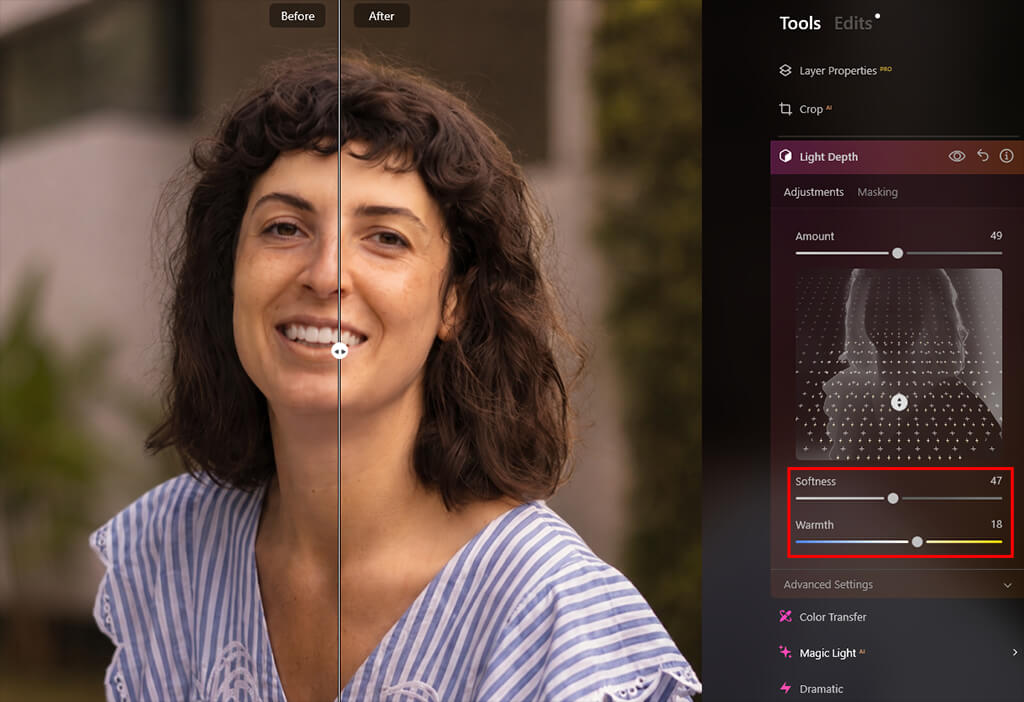 luminar neo tutorial to remove dark circles under eyes far brightness