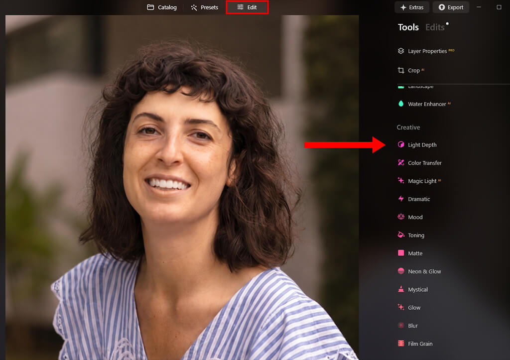 luminar neo tutorial to remove dark circles under eyes open edit