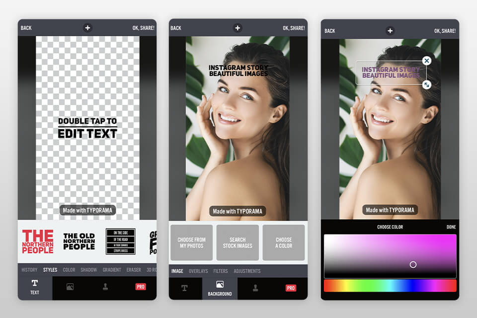 typorama تطبيق لواجهة قصص instagram
