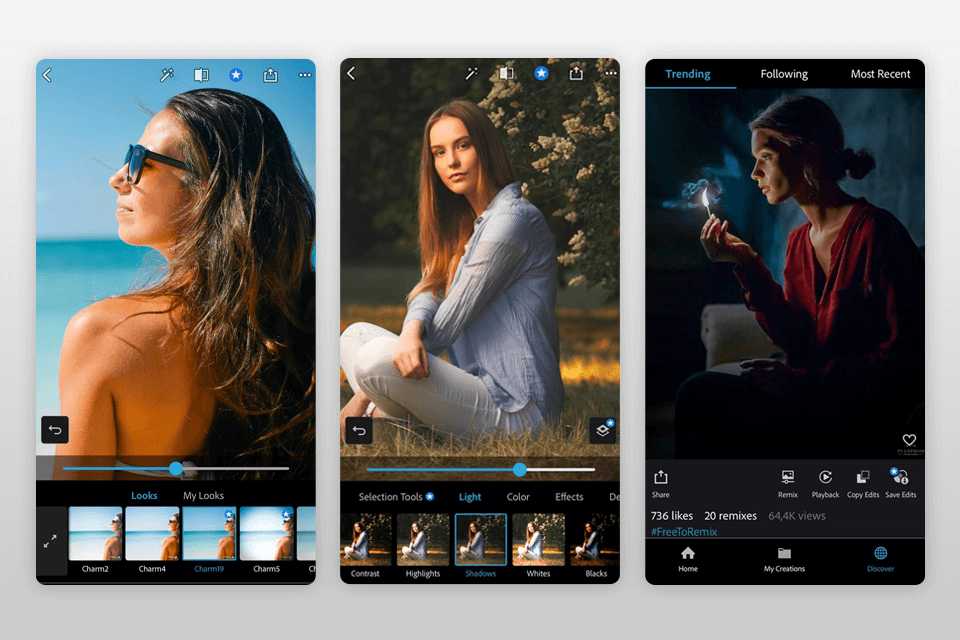 interface photoshop express mobile