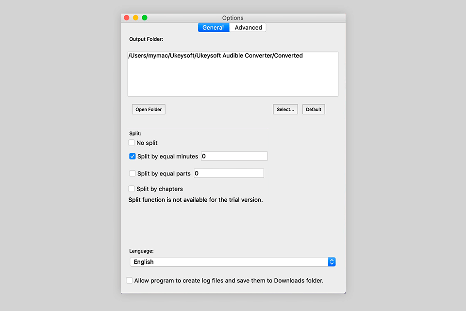 ukeysoft audible converter split option