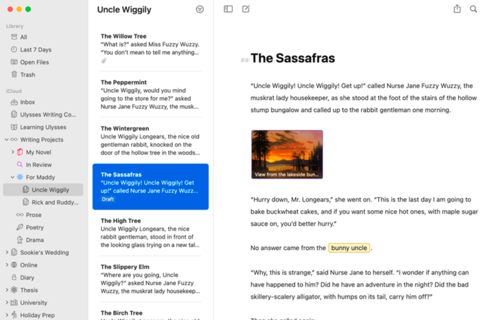 unlysses alternative to scrivener interface