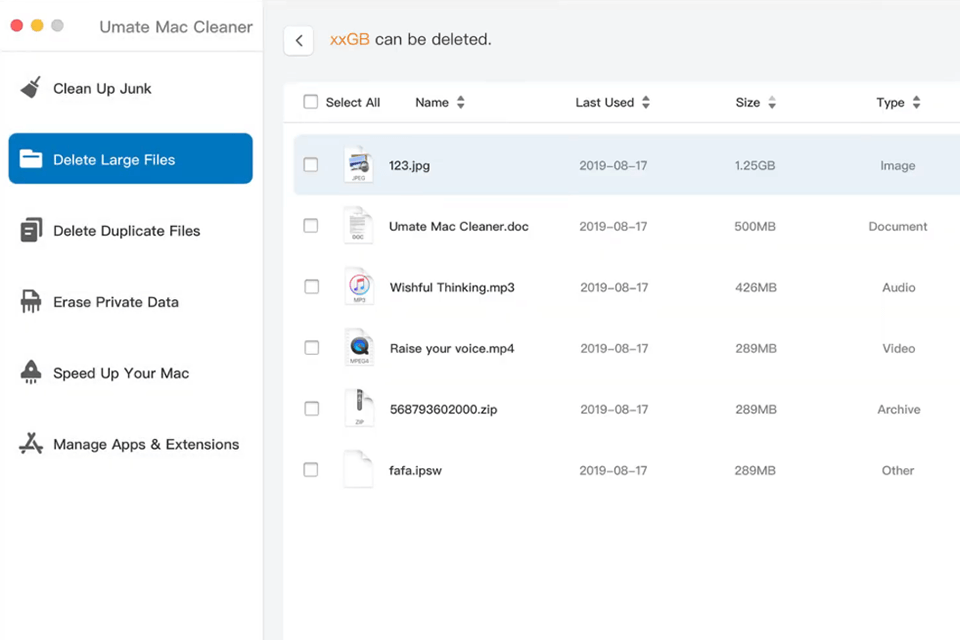 umate mac cleaner uninstallers for mac interface