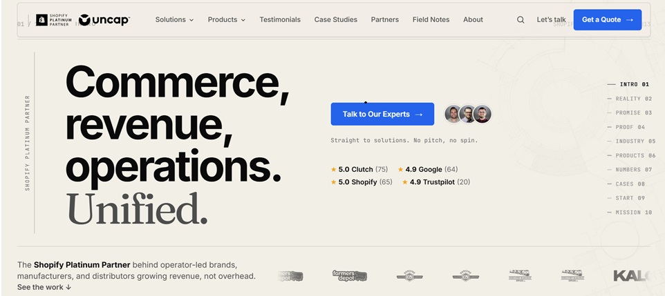 uncap shopify development company interface