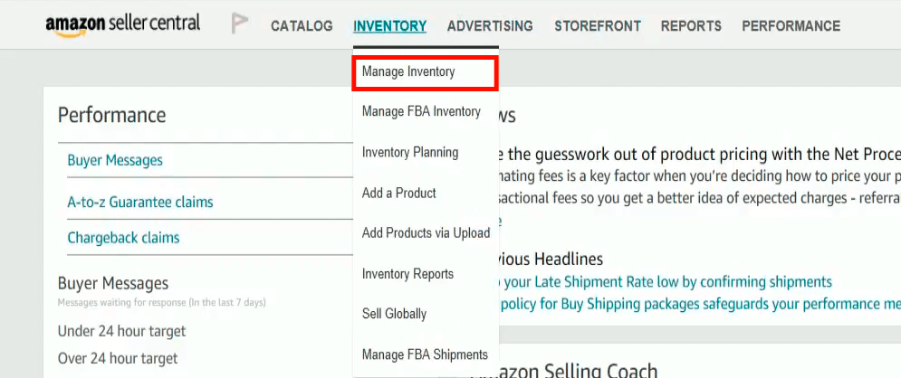 under manage inventory to upload product photos for amazon