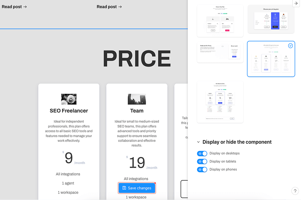 unicorn platform interface