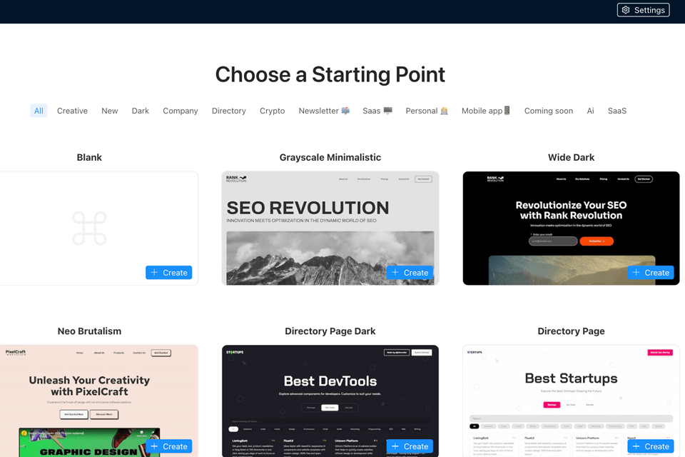 unicorn platform templates