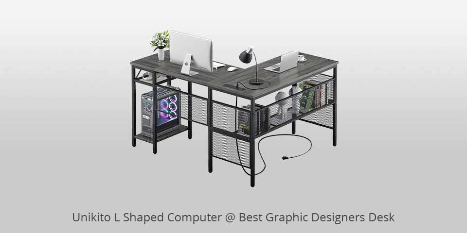 unikito l shaped graphic designers desk