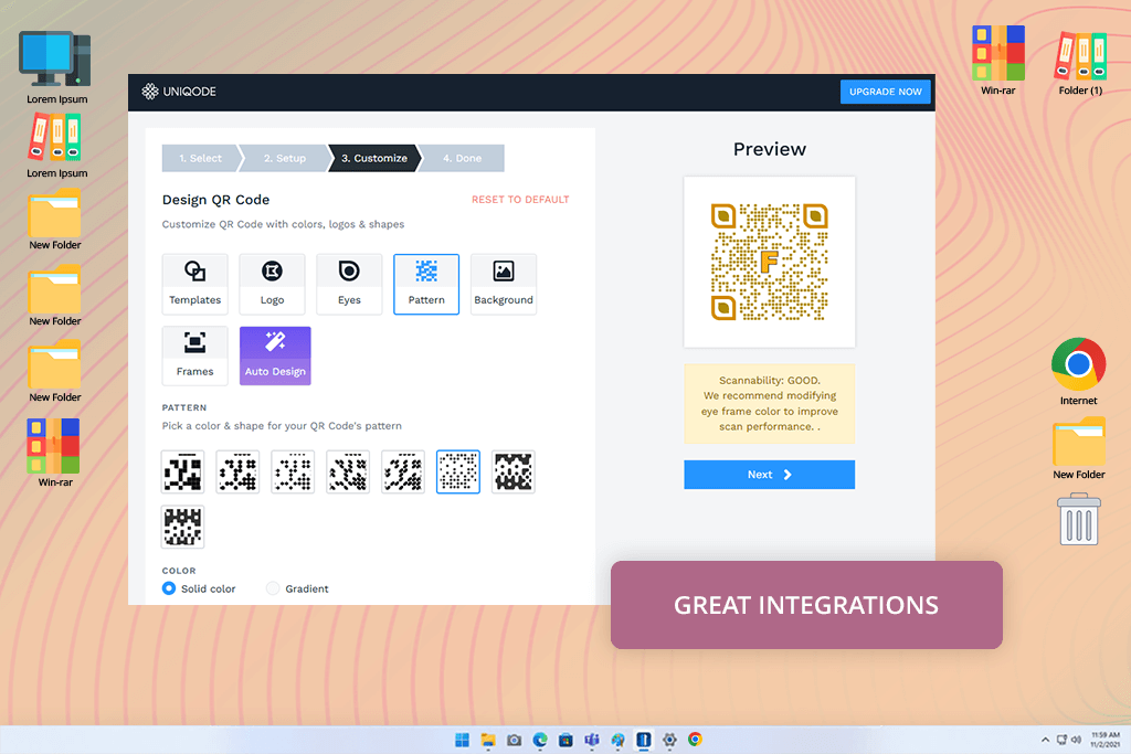uniqode dynamic qr code generator interface