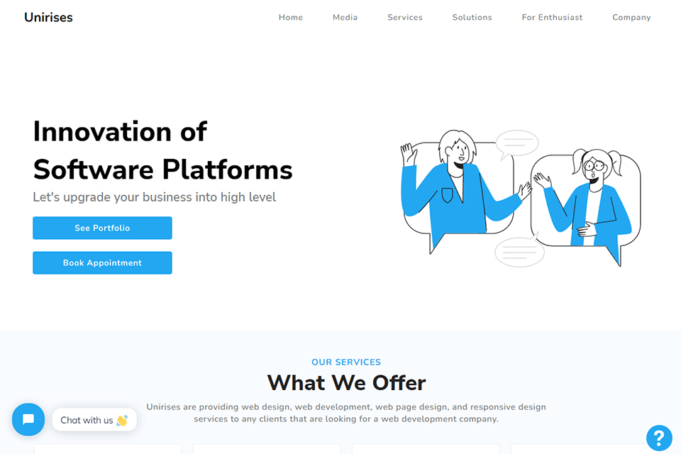 unirises software company interface