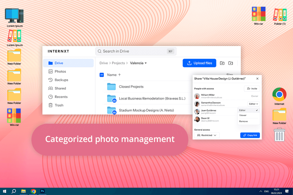 unlimited photo storage free internxt
