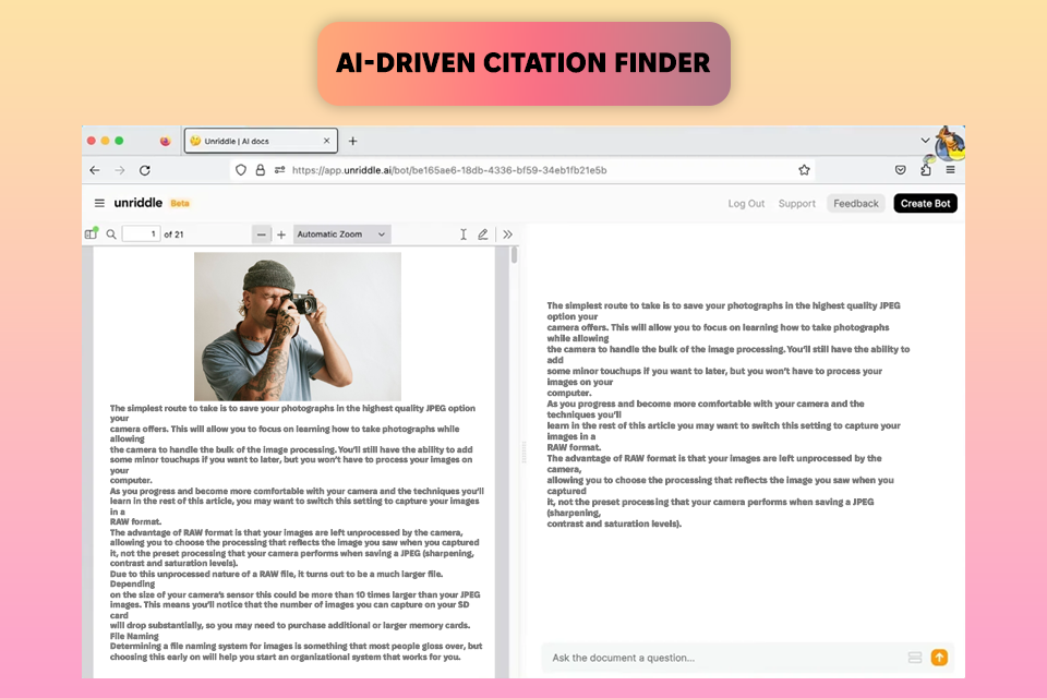 unriddle ai-tool voor pdf