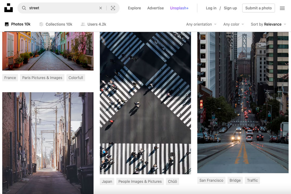 unsplash shutterstock alternative interface
