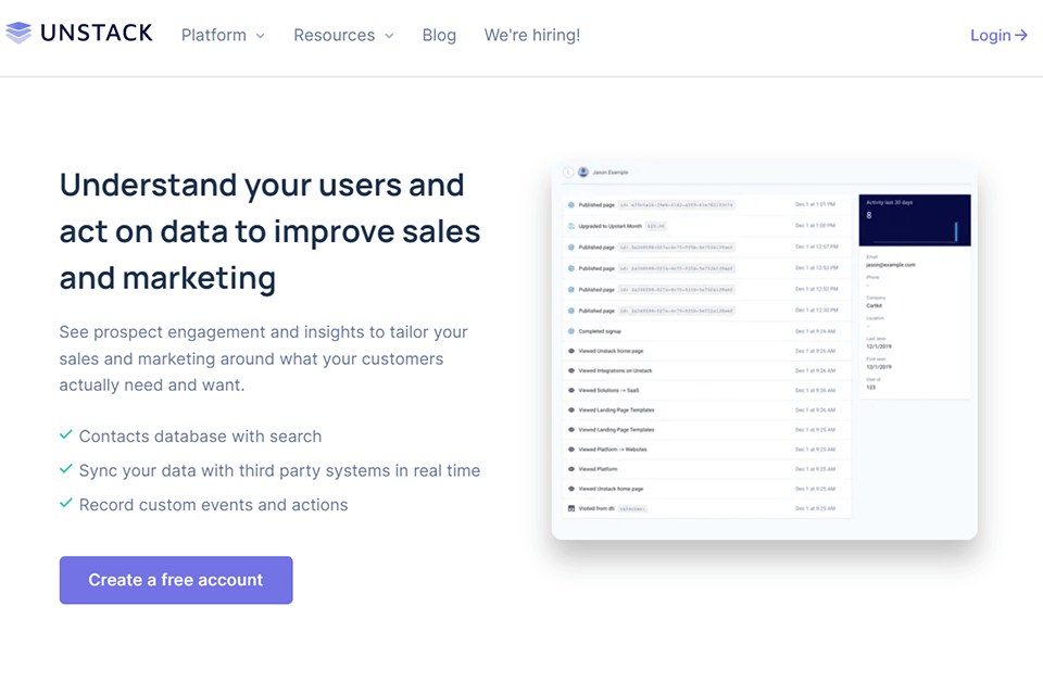 unstack contact forms