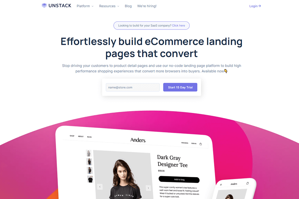 unstack ecommerce development company website
