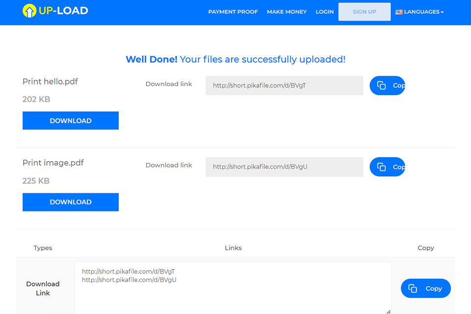 up-load io file hosting provider upload file